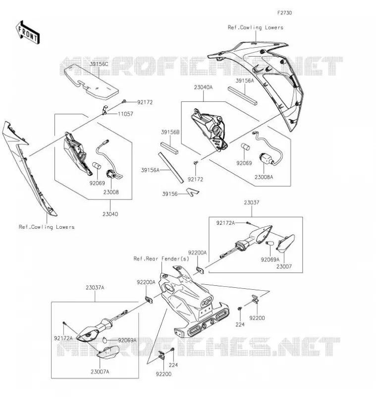 CLIGNOTANTS Kawasaki MOTOS 400 2020 NINJA 400  EX400GLF