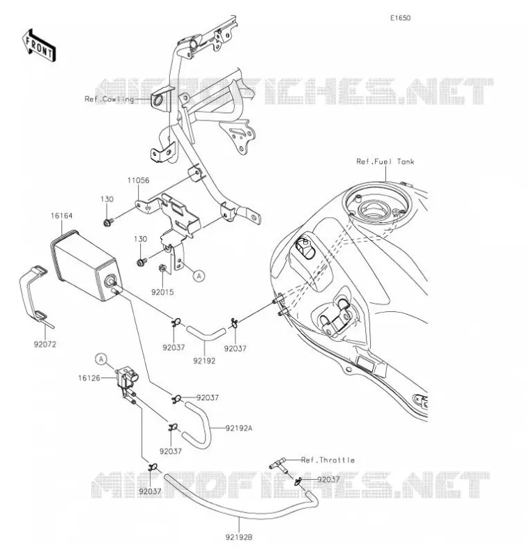 SYSTEME D'EVAPORATION CARBURANT(CA) Kawasaki MOTOS 650 2021 VERSYS 650  KLE650FMFNL