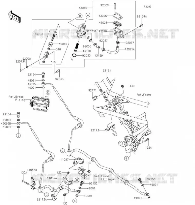 MAITRE CYLINDRE ARRI&Egrave;RE Kawasaki TOUT-TERRAIN 230 2021 KLX230  KLX230AMFNN