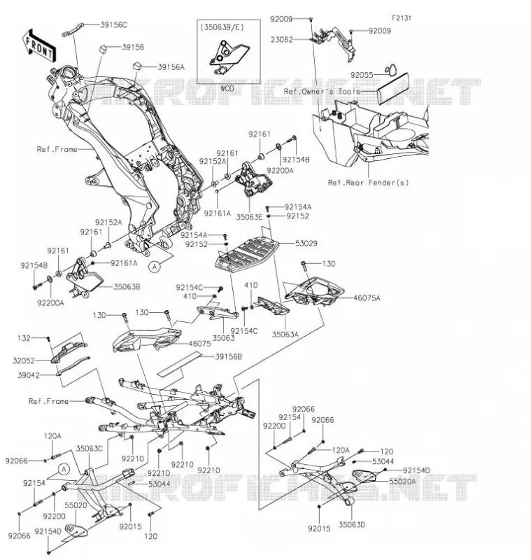 PIECE DE CADRE (COUVERTURE) Kawasaki MOTOS 1000 2021 VERSYS 1000 S  KLZ1000EMFNN