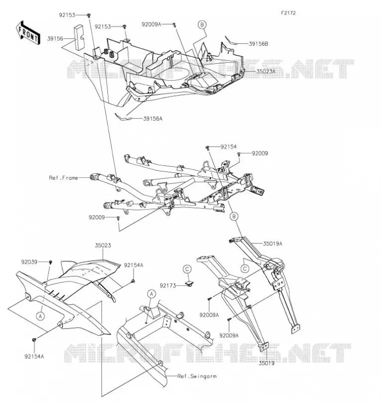GARDE BOUE ARRI&Egrave;RE Kawasaki MOTOS 1000 2021 VERSYS 1000 S  KLZ1000EMFNN