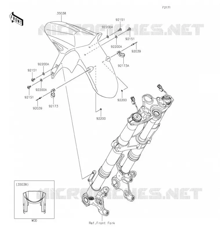 GARDE BOUE AVANT Kawasaki MOTOS 1000 2021 VERSYS 1000 S  KLZ1000EMFNN