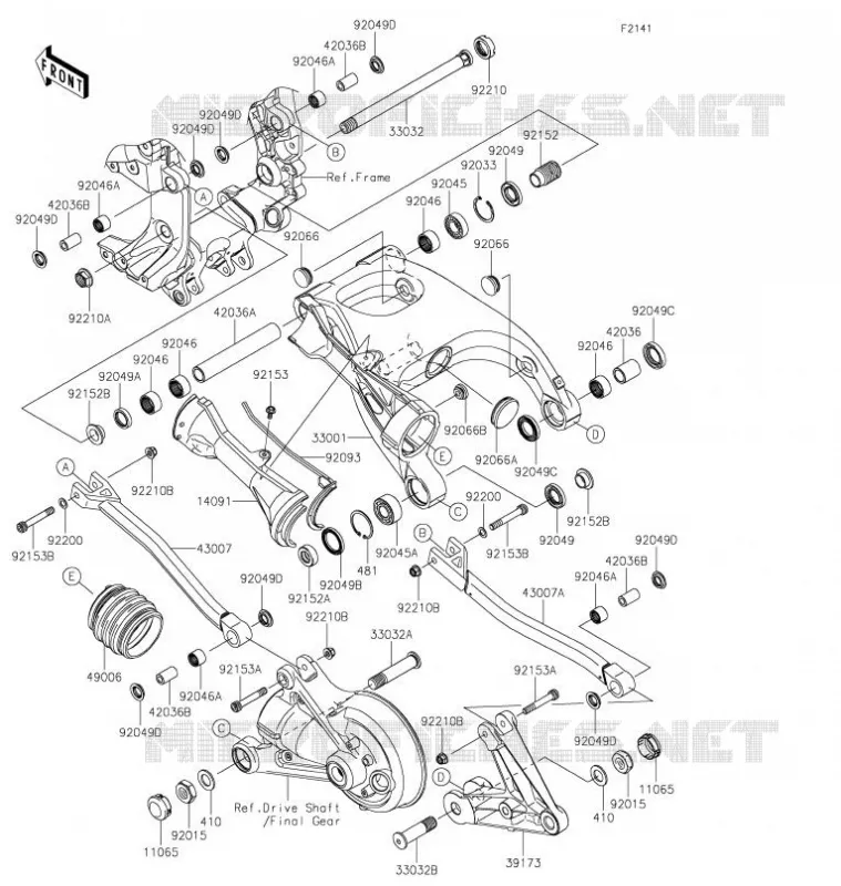 BRAS OSCILLANT Kawasaki MOTOS 1400 2021 GTR1400  ZG1400EMFNN