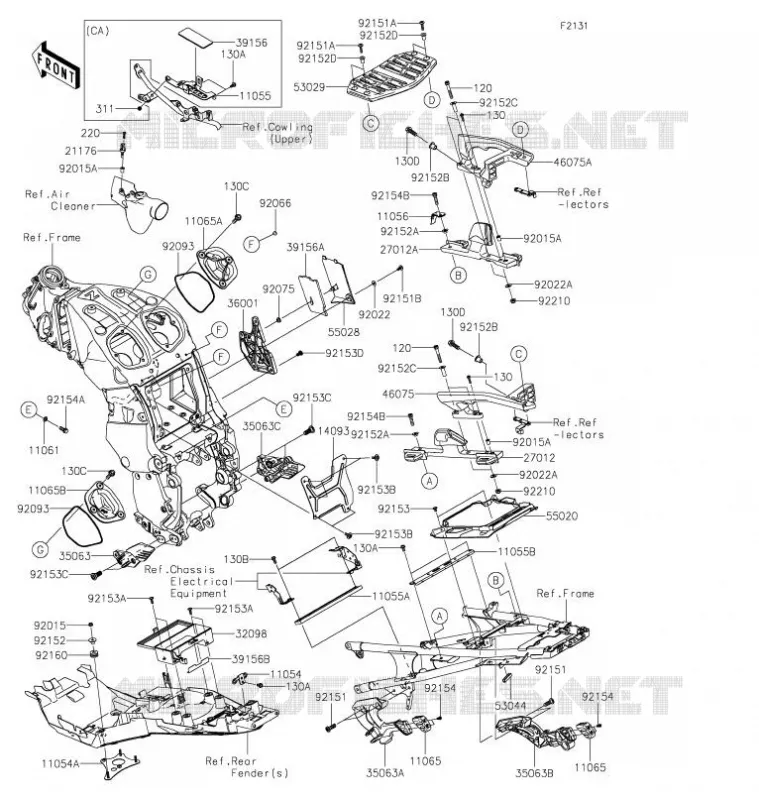 PIECE DE CADRE (COUVERTURE) Kawasaki MOTOS 1400 2021 GTR1400  ZG1400EMFNN