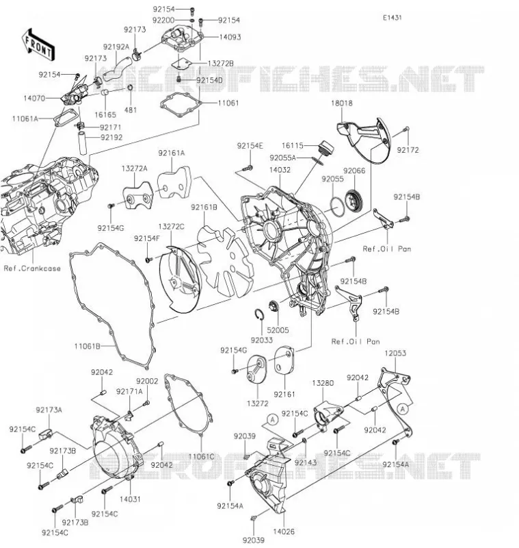 COUVERCLES MOTEUR Kawasaki MOTOS 1000 2021 Z H2  ZR1000KMFNN