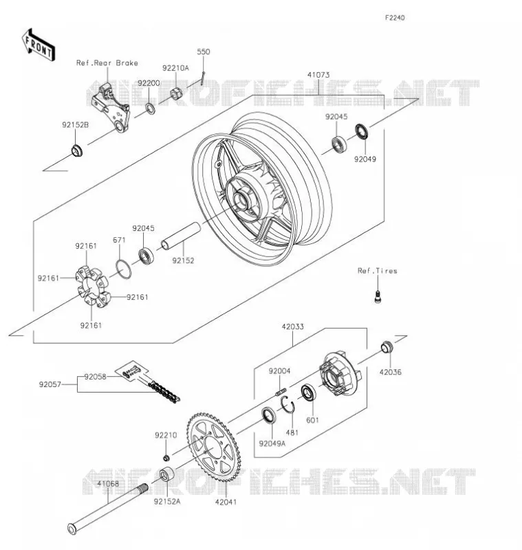ROUE ARRI&Egrave;RE/CHAINE Kawasaki MOTOS 1000 2021 Z H2  ZR1000KMFNN