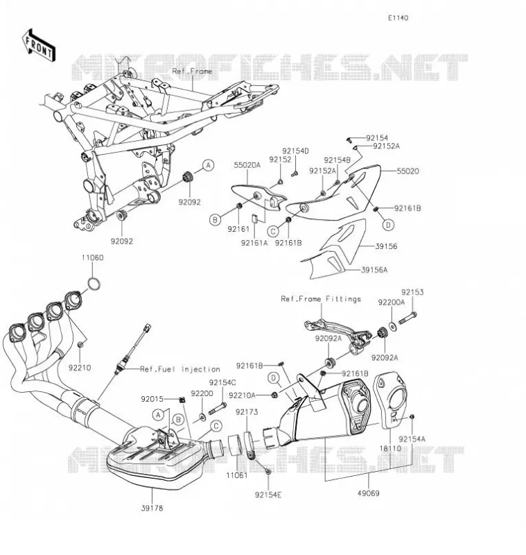 &Eacute;CHAPPEMENT Kawasaki MOTOS 900 2021 Z900  ZR900FMFNL