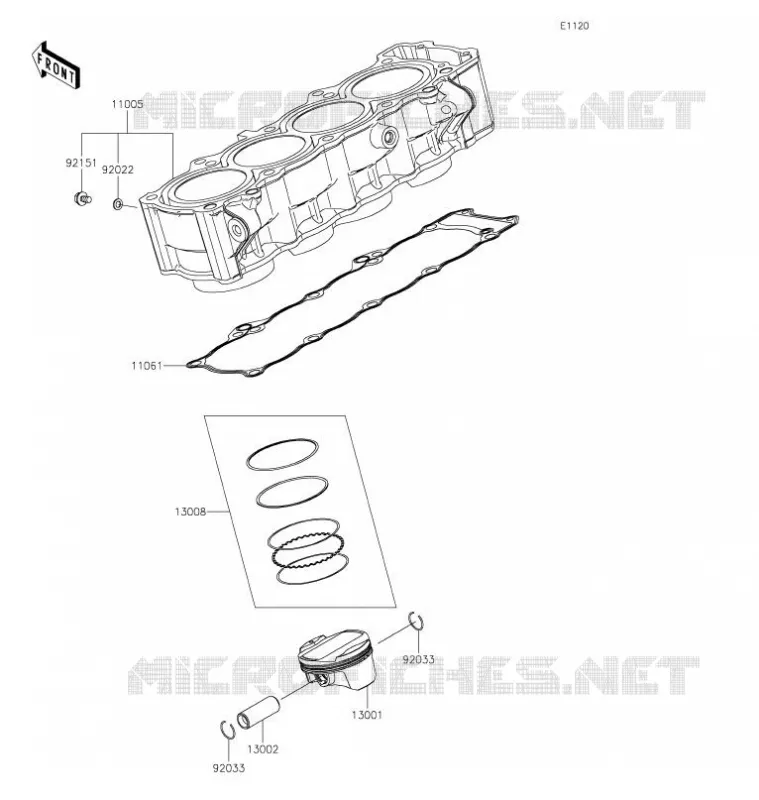 CYLINDRE/PISTON Kawasaki MOTOS 900 2021 Z900  ZR900HMFNN