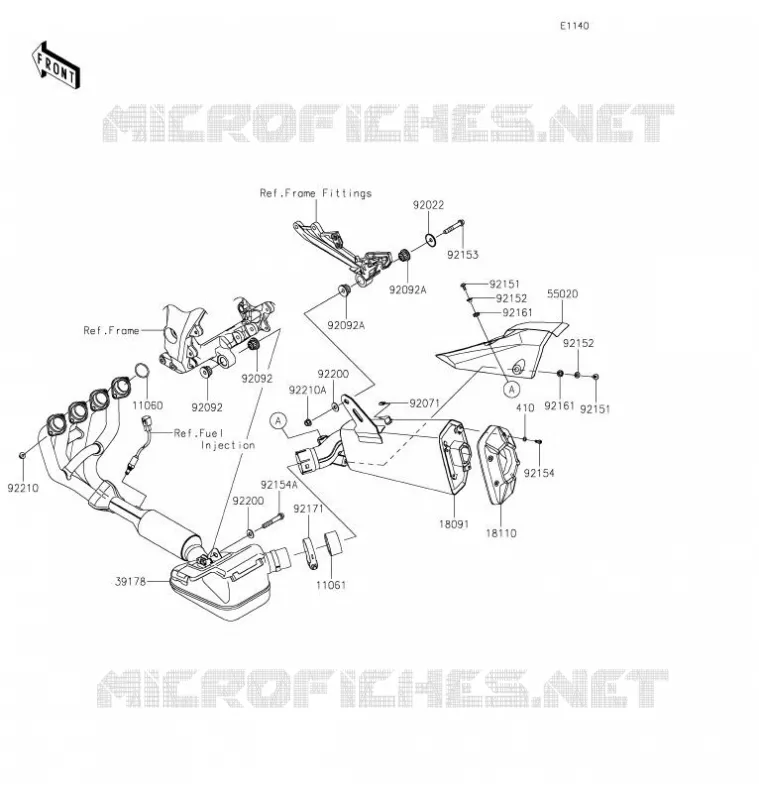 &Eacute;CHAPPEMENT Kawasaki MOTOS 1000 2021 NINJA 1000SX  ZX1002KMFAN