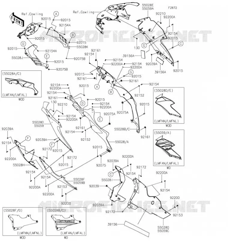 CARENAGE INFERIEUR Kawasaki MOTOS 1000 2021 NINJA ZX-10R  ZX1002LMFNN