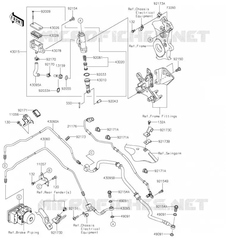 MAITRE CYLINDRE ARRI&Egrave;RE Kawasaki MOTOS 1000 2021 NINJA ZX-10R  ZX1002LMFNN