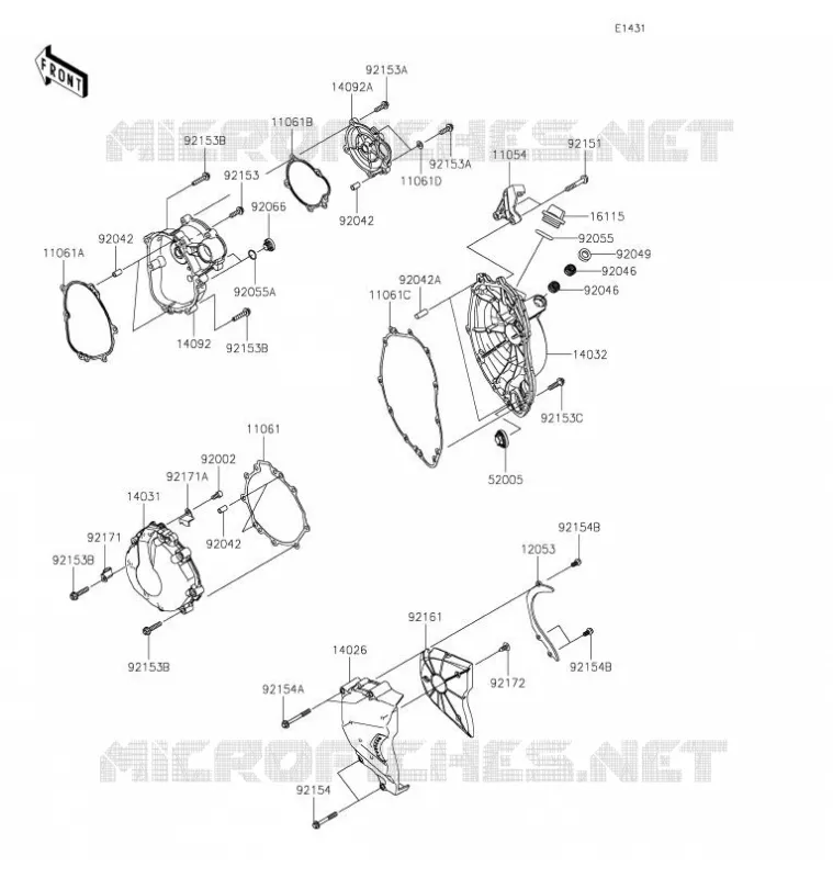 COUVERCLES MOTEUR Kawasaki MOTOS 636 2021 NINJA ZX-6R  ZX636HMFNN