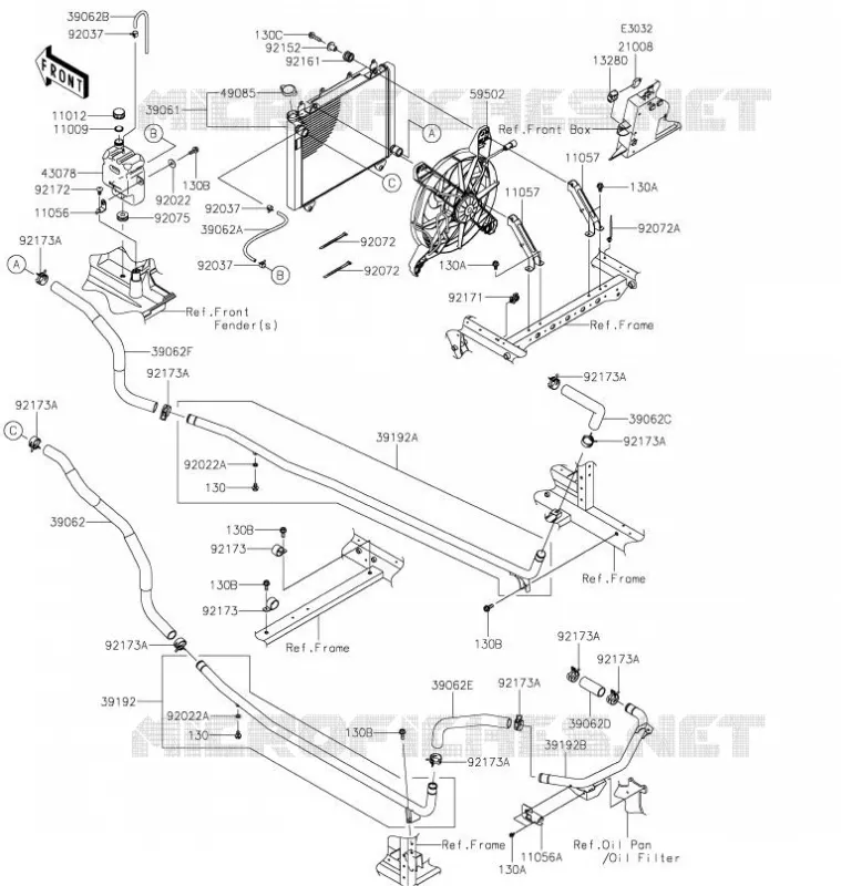 RADIATEUR Kawasaki SSV 1000 2021 MULE PRO-DXT  KAF1000AMFNN