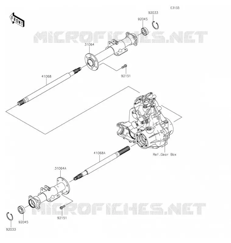 AXE ARRI&Egrave;RE Kawasaki SSV 400 2021 MULE SX  KAF400JMFNN