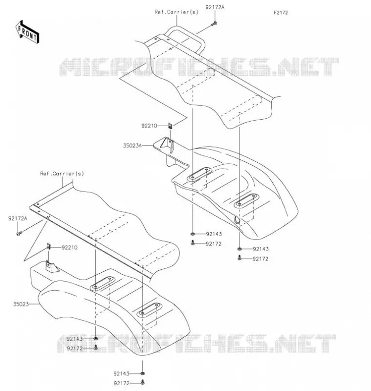 GARDE BOUE ARRI&Egrave;RE Kawasaki SSV 400 2021 MULE SX 4X4  KAF400RMFNN