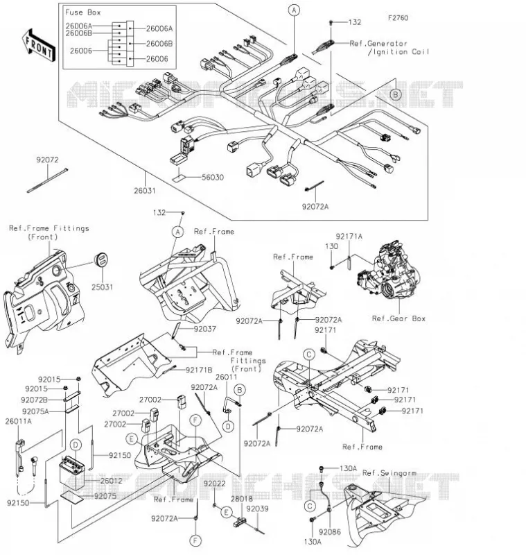 CHASSIS EQUIPMENT ELECTRIQUE Kawasaki SSV 400 2021 MULE SX 4X4  KAF400SMFNN