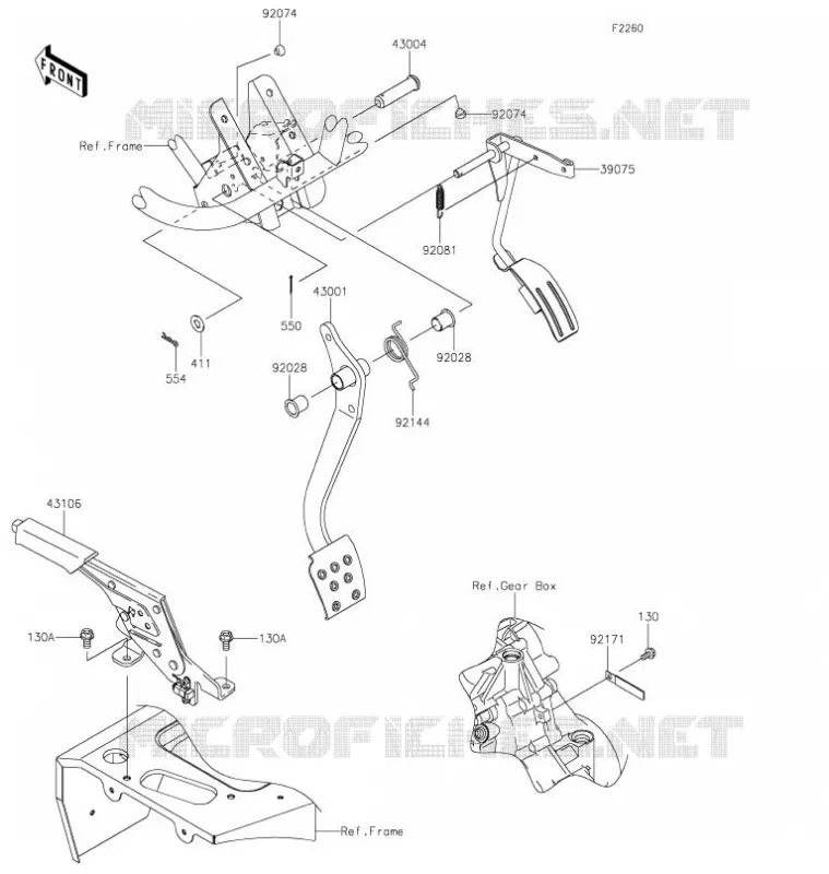 PEDALE DE FREIN/LEVIER ACCELERATEUR Kawasaki SSV 400 2021 MULE SX 4X4  KAF400TMFNN