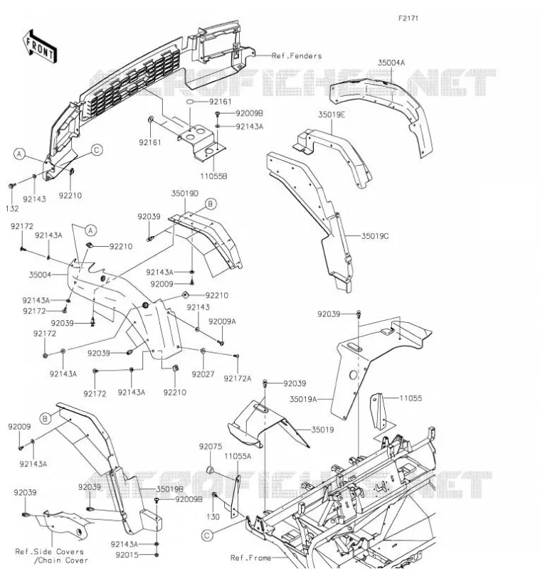 GARDE BOUE AVANT Kawasaki SSV 620 2021 MULE 4000  KAF620PMFNN