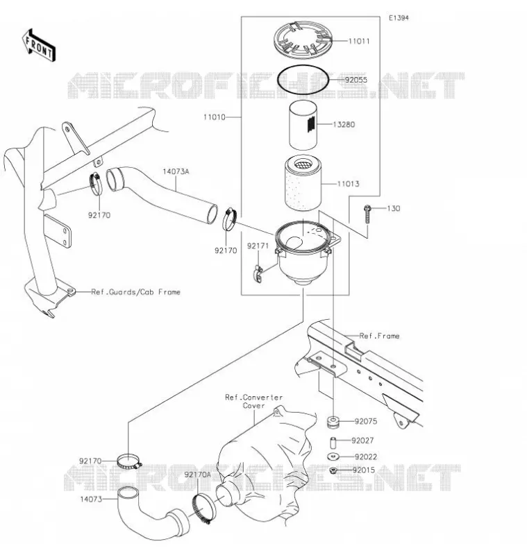FILTRE A AIR - CONVERTISSEUR Kawasaki SSV 620 2021 MULE 4010 4X4  KAF620ZMFNN