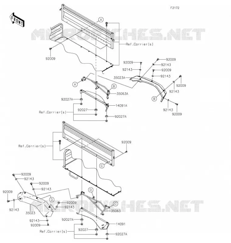 GARDE BOUE ARRI&Egrave;RE Kawasaki SSV 620 2021 MULE 4010 4X4  KAF620ZMFNN