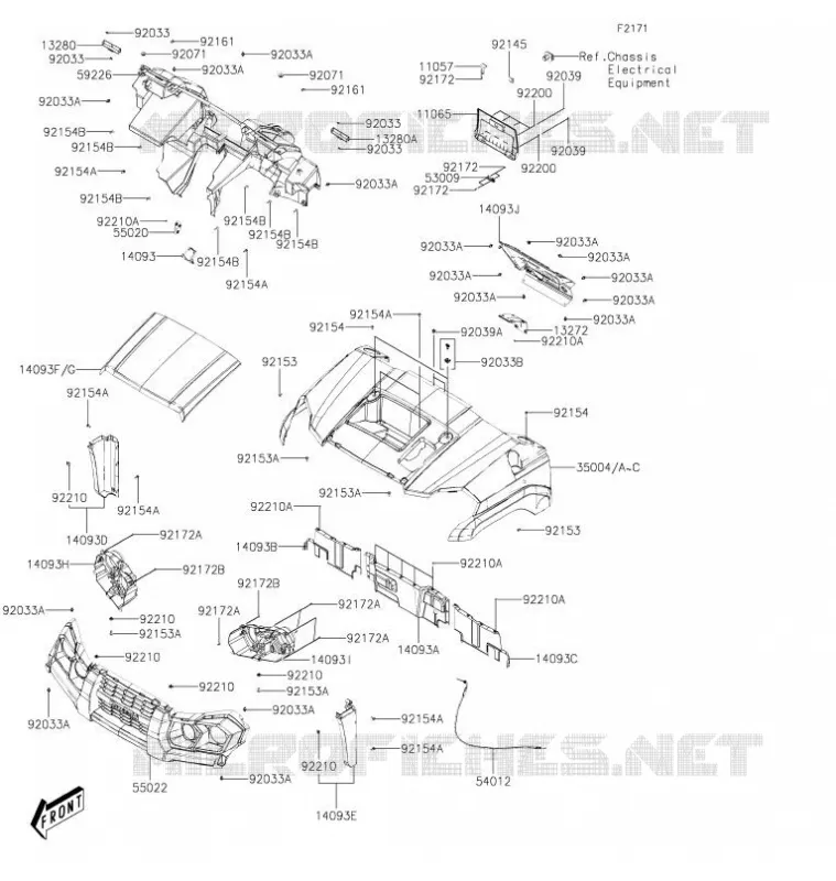 GARDE BOUE AVANT Kawasaki SSV 700 2021 MULE PRO-MX  KAF700CMFNN