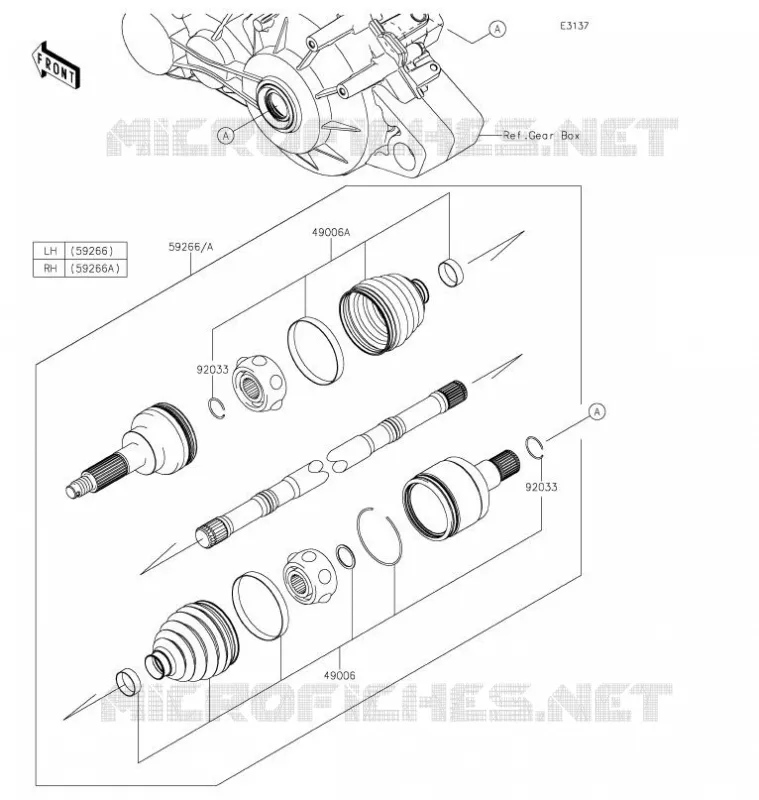 ARBRE DE TRANSMISSION(ARRI&Egrave;RE) Kawasaki SSV 820 2021 MULE PRO-FXT  KAF820AMFNN