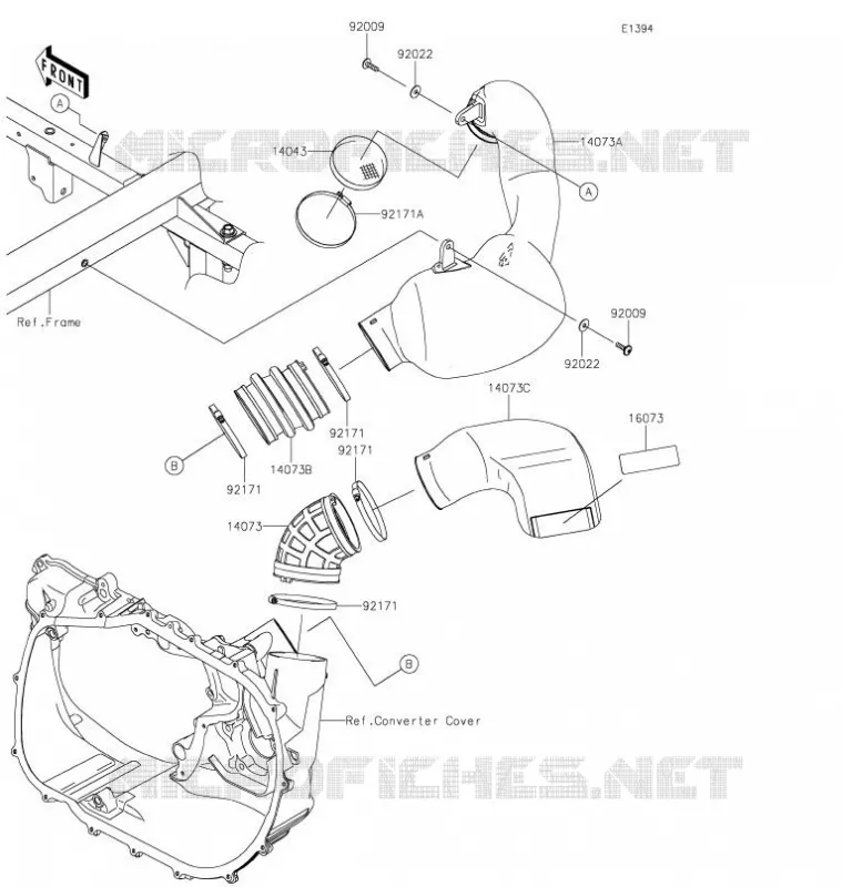 FILTRE A AIR - CONVERTISSEUR Kawasaki SSV 820 2021 MULE PRO-FXT  KAF820CMFNN