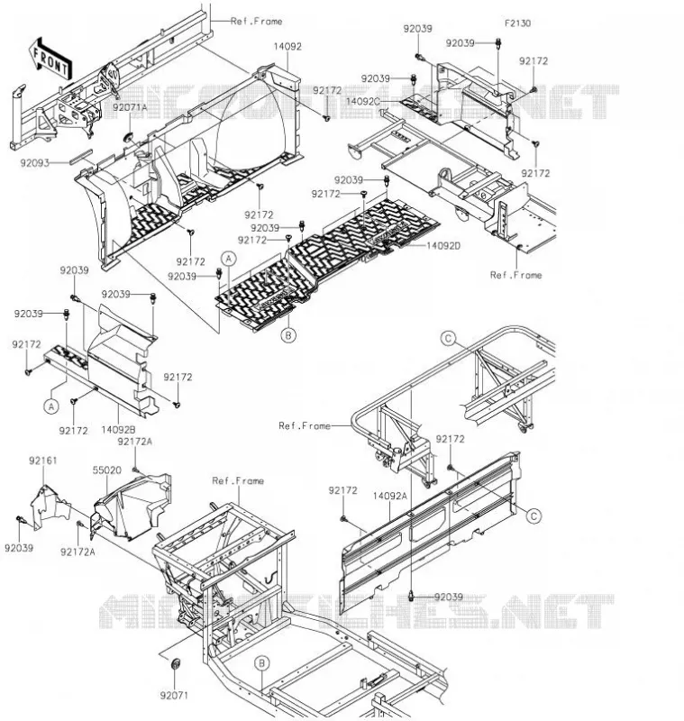 PIECE DE CADRE(AVANT) Kawasaki SSV 820 2021 MULE PRO-FXT  KAF820DMFNN