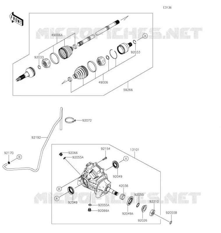 ARBRE DE TRANSMISSION-AVANT Kawasaki SSV 820 2021 MULE PRO-FX  KAF820FMFNN