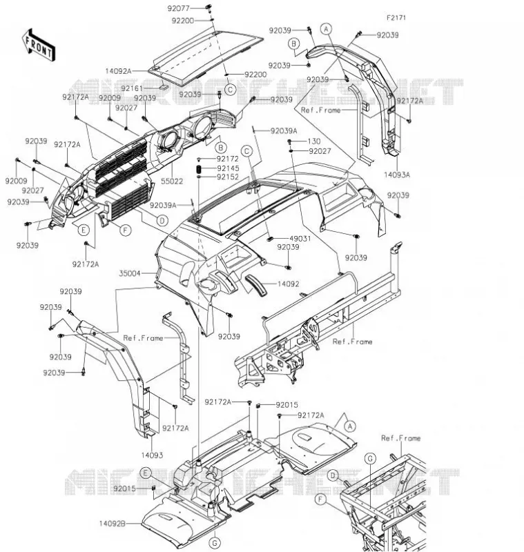 GARDE BOUE AVANT Kawasaki SSV 820 2021 MULE PRO-FX  KAF820GMFNN