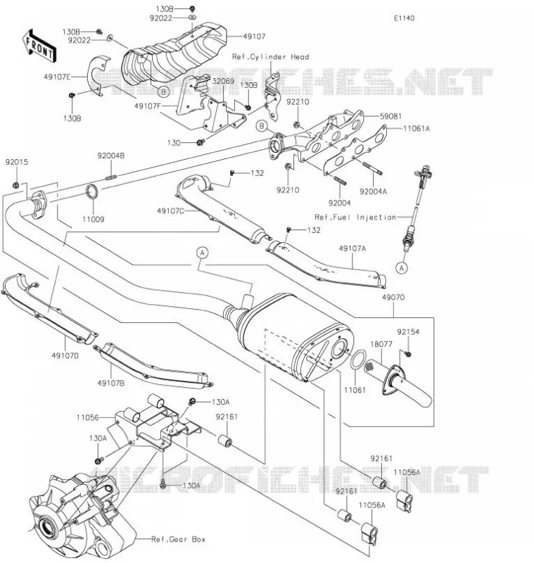&Eacute;CHAPPEMENT Kawasaki SSV 820 2021 MULE PRO-FXR  KAF820KMFNN
