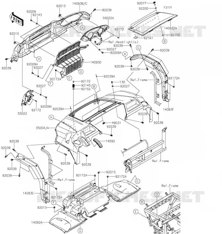 GARDE BOUE AVANT Kawasaki SSV 820 2021 MULE PRO-FXR  KAF820KMFNN