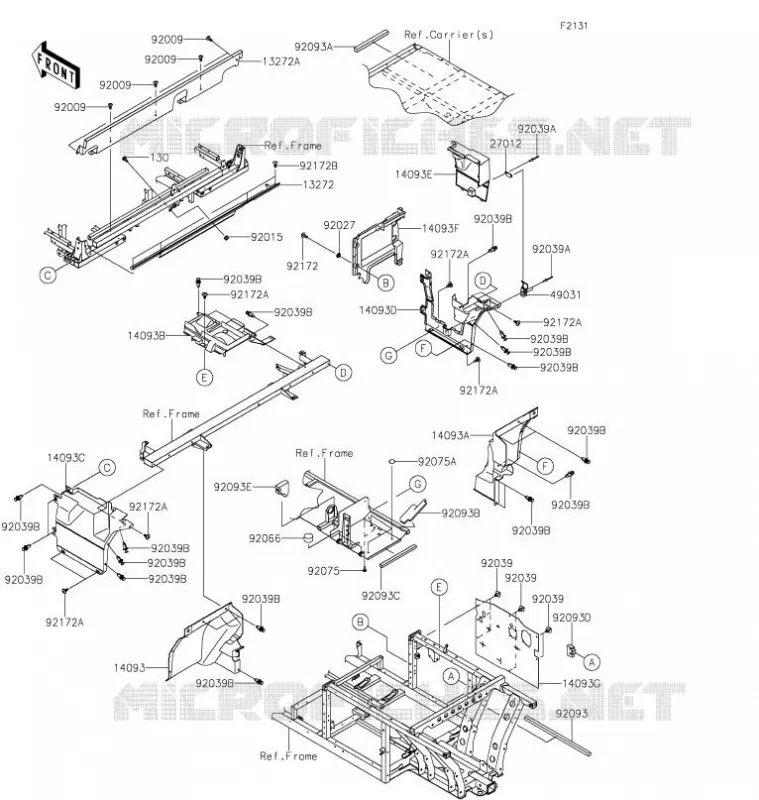 PIECE DE CADRE(ARRI&Egrave;RE) Kawasaki SSV 820 2021 MULE PRO-FXR  KAF820KMFNN