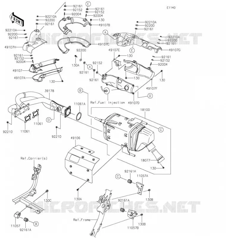 &Eacute;CHAPPEMENT Kawasaki SSV 1000 2021 TERYX KRX 1000  KRF1000AMFNN