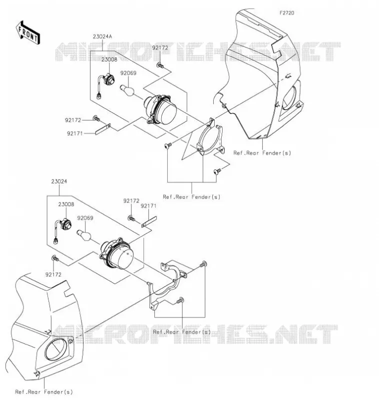 FEUX ARRI&Egrave;RE(S) Kawasaki SSV 800 2021 TERYX  KRF800FMFNN