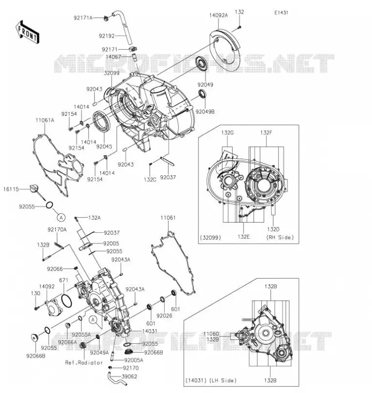COUVERCLES MOTEUR Kawasaki SSV 800 2021 TERYX4  KRT800FMFNN