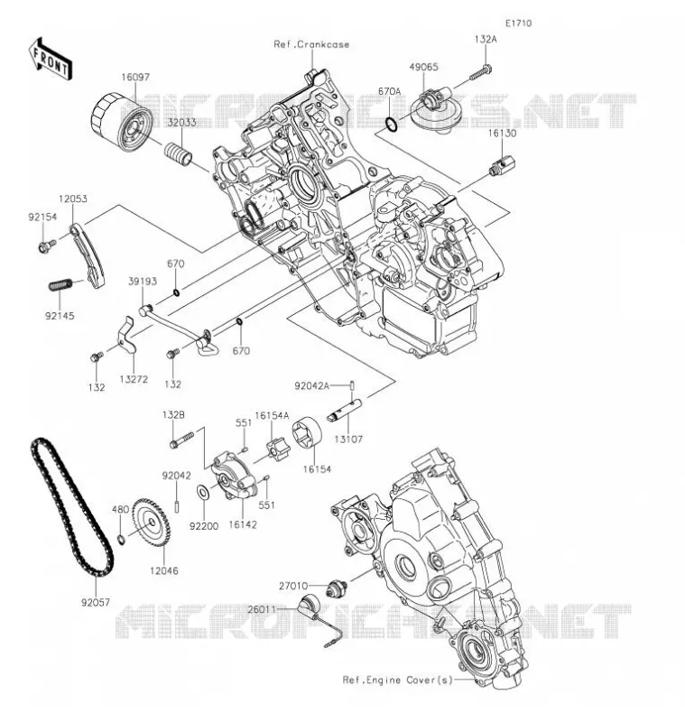 POMPE A HUILE/FILTRE &Agrave; HUILE Kawasaki SSV 800 2021 TERYX4  KRT800HMFNN