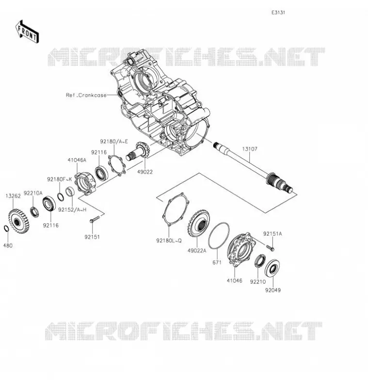 PIGNON CONIQUE AVANT Kawasaki SSV 800 2021 TERYX4  KRF800JMFNN