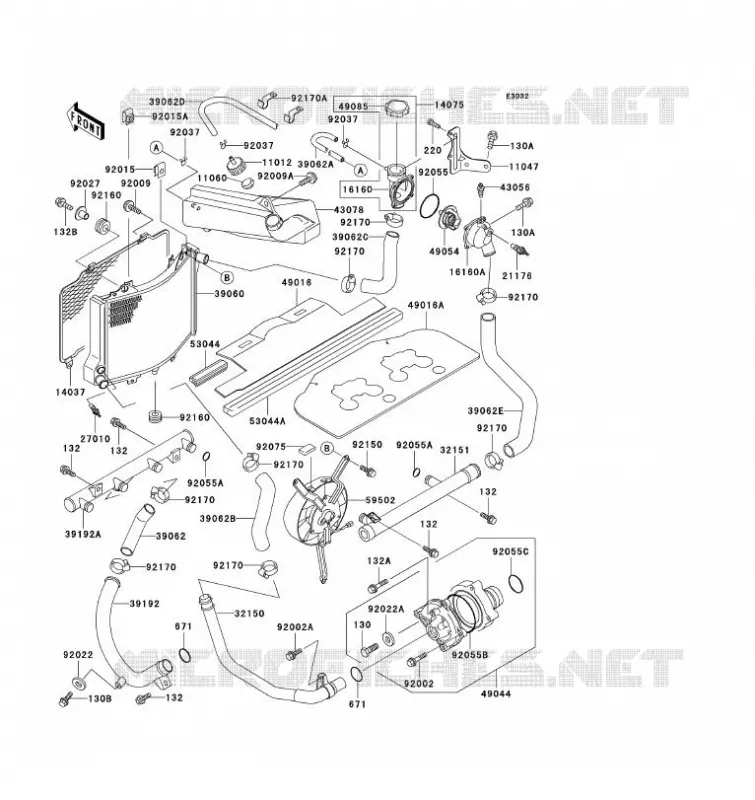 RADIATEUR Kawasaki MOTOS 1100 1993 ZZ-R1100  ZX1100-D1