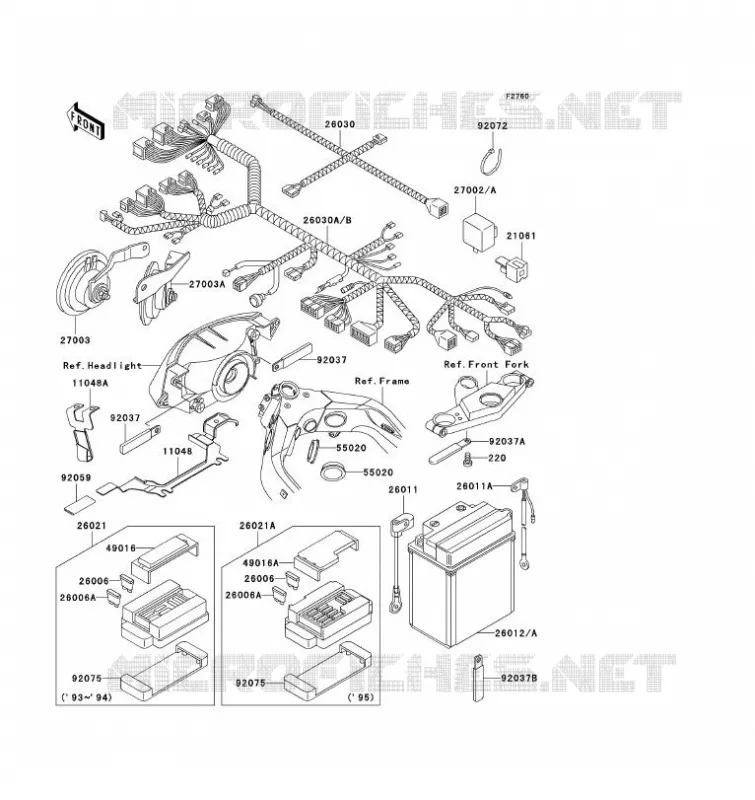 CHASSIS EQUIPMENT ELECTRIQUE Kawasaki MOTOS 1100 1993 ZZ-R1100  ZX1100-D1