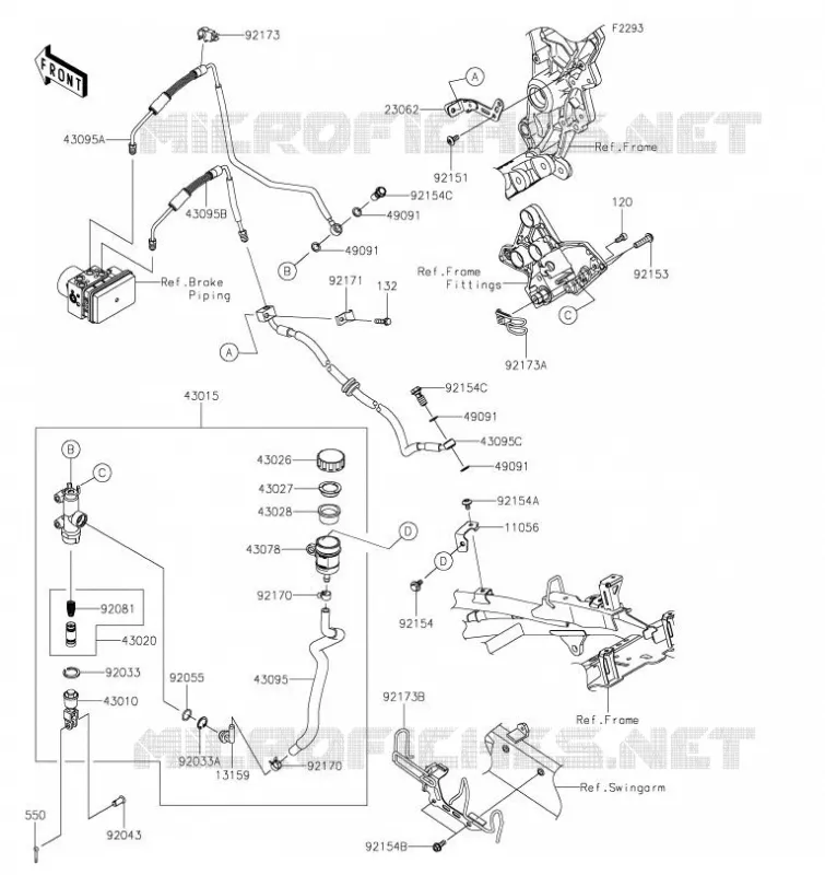 MAITRE CYLINDRE ARRI&Egrave;RE Kawasaki MOTOS 1000 2020 VERSYS 1000  KLZ1000CLF