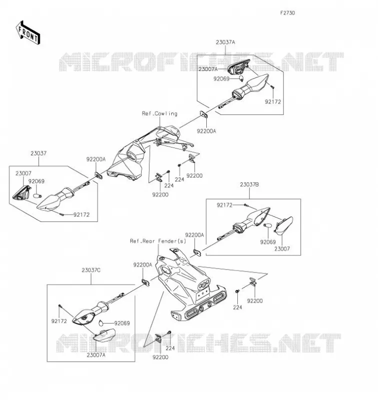 CLIGNOTANTS Kawasaki MOTOS 400 2020 Z400  ER400DLF