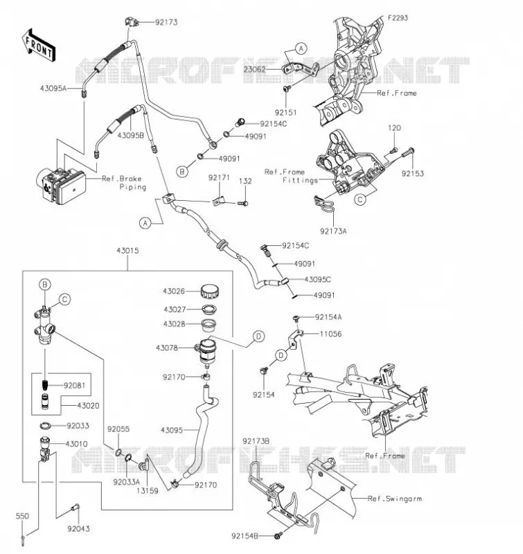 MAITRE CYLINDRE ARRI&Egrave;RE Kawasaki MOTOS 1000 2021 VERSYS 1000 SE  KLZ1000DMFNN