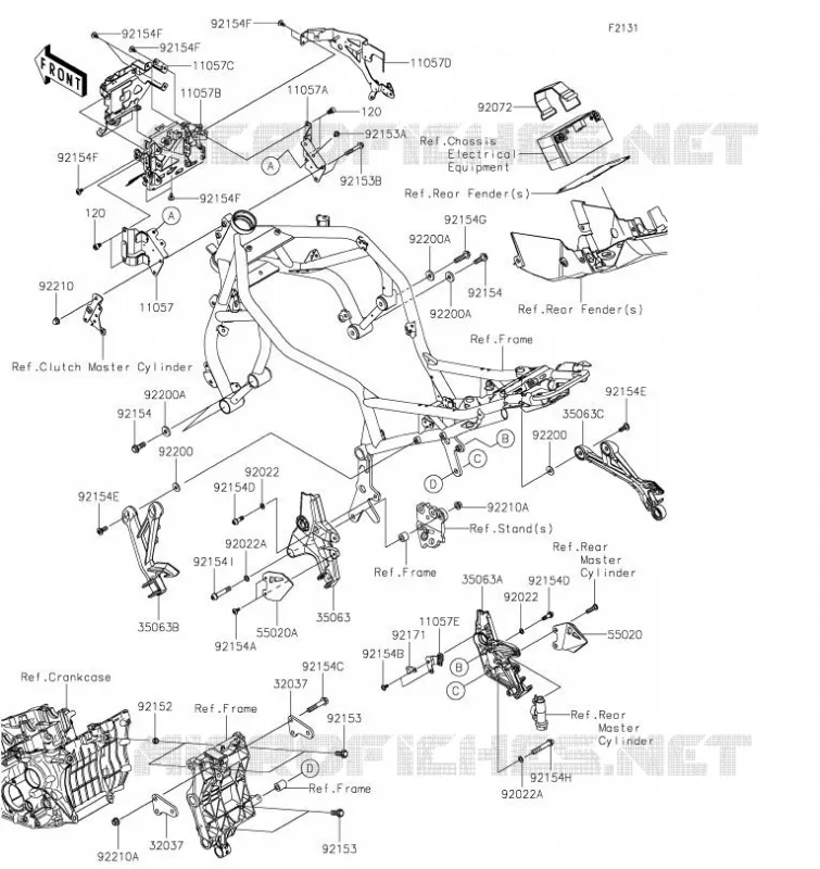 PIECE DE CADRE (COUVERTURE) Kawasaki MOTOS 1000 2020 Z H2  ZR1000KLF