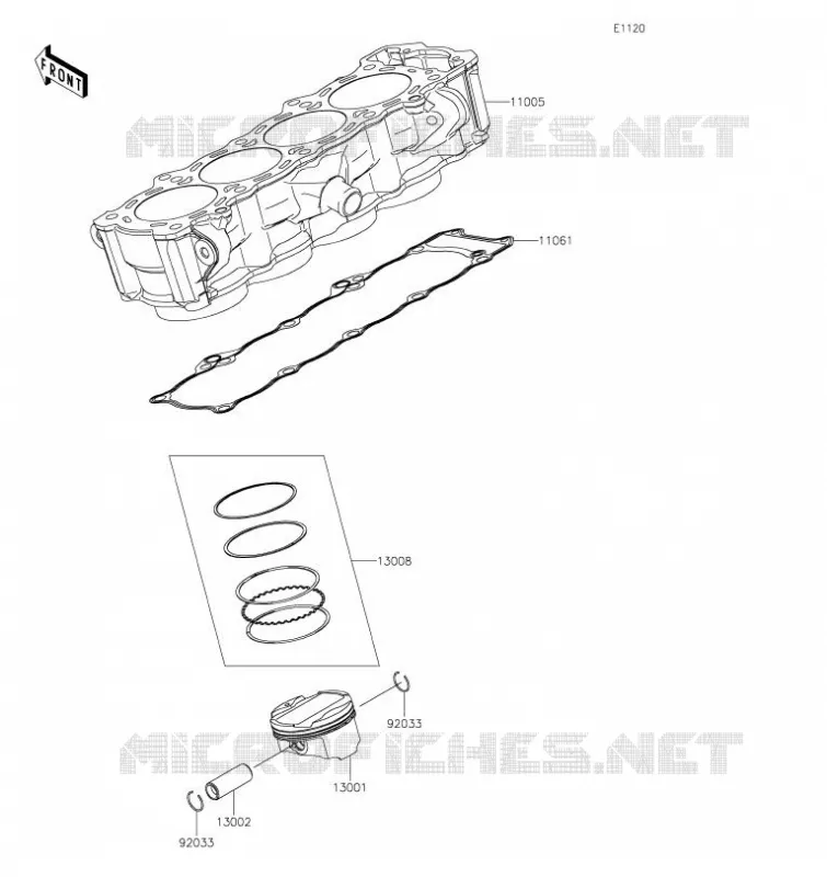 CYLINDRE/PISTON Kawasaki MOTOS 1000 2021 NINJA 1000SX  ZX1002KMFNN