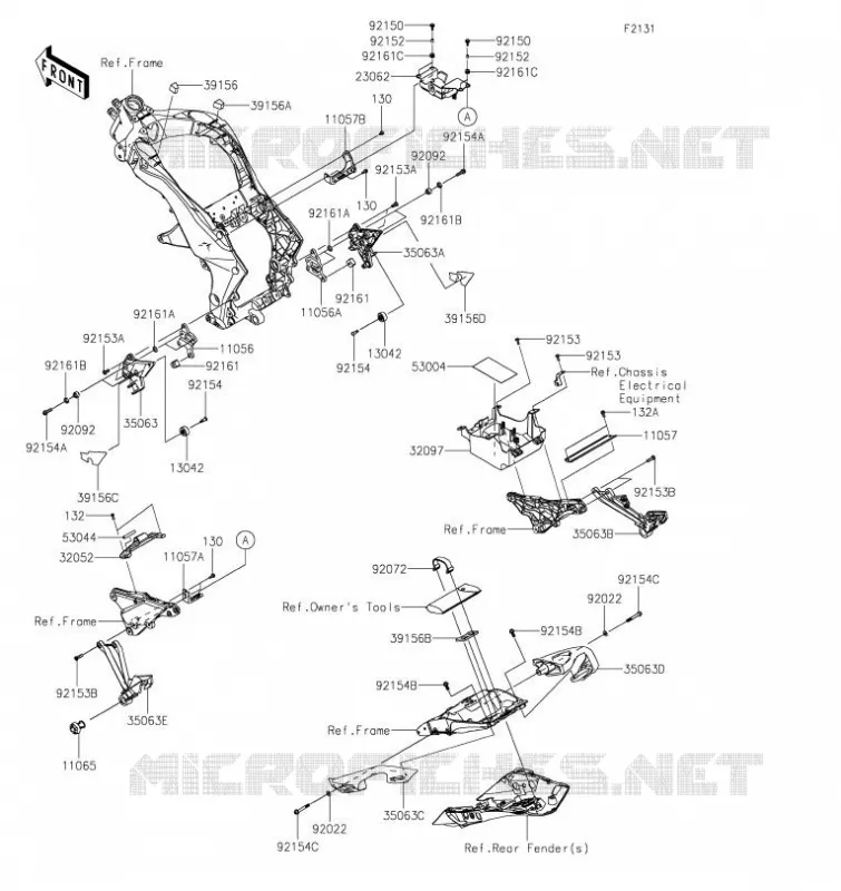 PIECE DE CADRE (COUVERTURE) Kawasaki MOTOS 1000 2021 NINJA 1000SX  ZX1002KMFNN