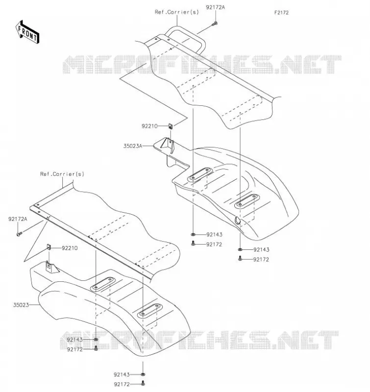 GARDE BOUE ARRI&Egrave;RE Kawasaki SSV 400 2020 MULE SX  KAF400PLF