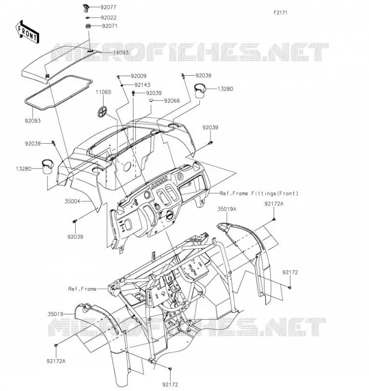 GARDE BOUE AVANT Kawasaki SSV 400 2020 MULE SX  KAF400PLF