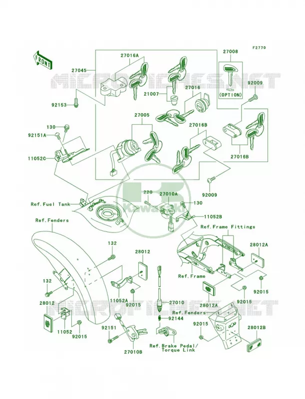 Ignition SwitchLocksReflectors Kawasaki MOTOS 1600 2007 Vulcan 1600 Mean Streak  VN1600B7F