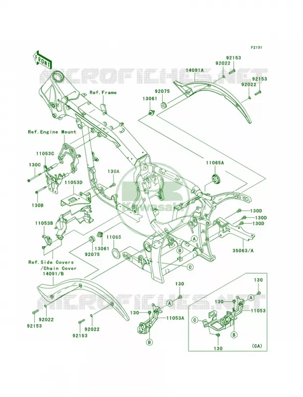 Frame Fittings Kawasaki MOTOS 2000 2007 Vulcan 2000  VN2000A7F